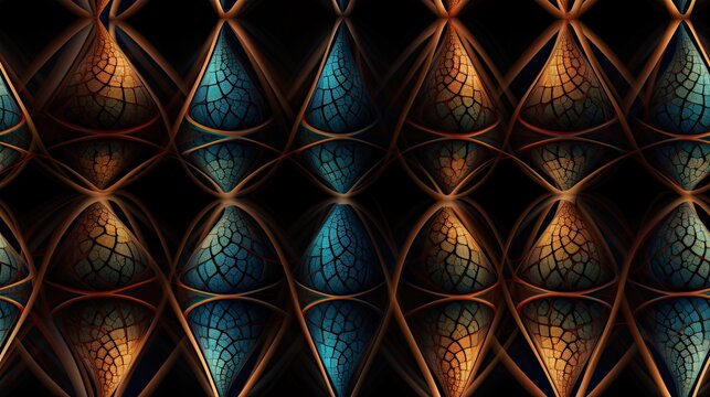  a close up of a pattern with a blue and orange design on the bottom of the image and the bottom of the pattern on the bottom of the image.  generative ai
