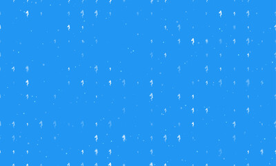 Seamless background pattern of evenly spaced white enchantress symbols of different sizes and opacity. Vector illustration on blue background with stars