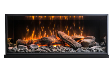 fire in fireplace isolated