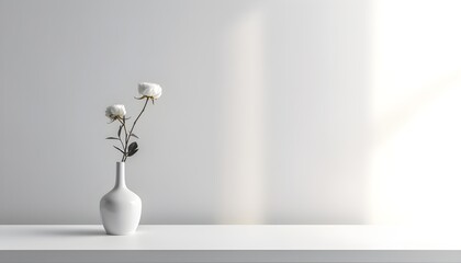 a white vase with flowers in it