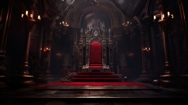 majestic throne room decorated with patterns in the gloom