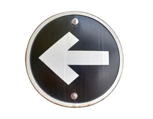 Arrow traffic sign, left or right, isolated on transparent background . PNG, cutout, or clipping path.	
