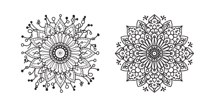 Set of hand drawing zentangle mandala elements