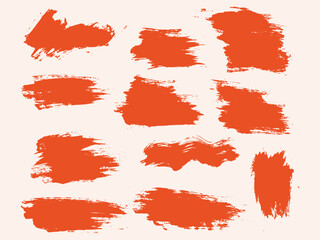 Grunge hand drawn orange color paint brush illustration