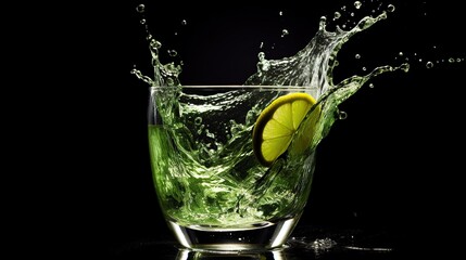 Fresh cocktail summer drink frozen mint lemonade.AI generated image