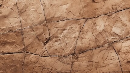 Brown rock texture with cracks. Rough mountain surface. Close-up. Stone background for design