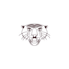 Vector illustration in simple linear  style - tiger tattoo style, logo design template and graphic element for posters, prints, posts for social media