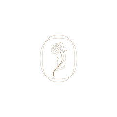 Vector set of logo design templates and graphic elements, organic cosmetic, floral illustration in simple linear hand drawn style, plants and flowers