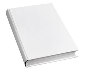 white book cover mockup, front and side view perspective, template design, isolated on a transparent background. PNG, cutout, or clipping path.	
