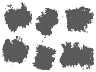 Paint black brush stroke vector illustration set