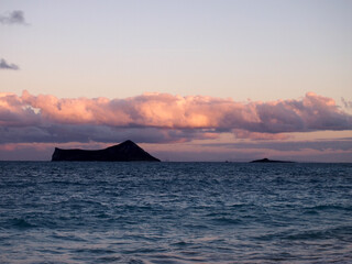 Rabbit Island and Rock Island at dusk in Waimanalo