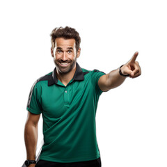 Table tennis coach offering advice isolated on transparent or white background, png - obrazy, fototapety, plakaty