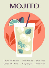 Poster with cocktail vector