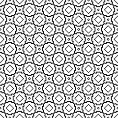 Black and white seamless abstract pattern. Background and backdrop. Grayscale ornamental design. Mosaic ornaments. Vector graphic illustration. EPS10.