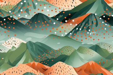 Paysage abstrait de brises de montagne avec des points, motif sans couture, arrière-plan détaillé, terrazzo minimaliste. IA générative, IA