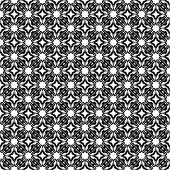 Black and white seamless abstract pattern. Background and backdrop. Grayscale ornamental design. Mosaic ornaments. Vector graphic illustration. EPS10.