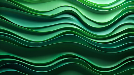 Abstract green tile wall texture background with waving waves leaves shapes