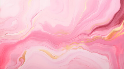 Fototapeta premium Abstract marble marbled marble stone ink painted painting texture luxury background banner - Pink waves swirls gold painted splashes lines