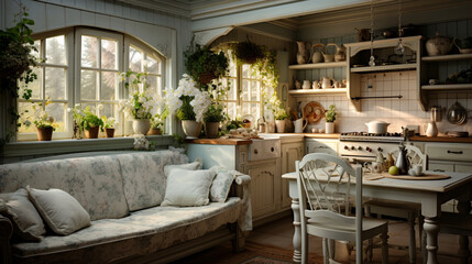 interior living room cottage with flower style