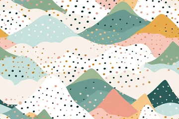 Selbstklebende Fototapete Berge Paysage abstrait de brises de montagne avec des points, motif sans couture, arrière-plan détaillé, terrazzo minimaliste. IA générative, IA
