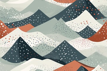 Paysage abstrait de brises de montagne avec des points, motif sans couture, arrière-plan détaillé, terrazzo minimaliste. IA générative, IA - obrazy, fototapety, plakaty