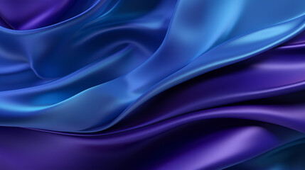 Obraz premium Blue purple dark shiny satin silk swirl wave background banner panorama long - Abstract textile fabric material