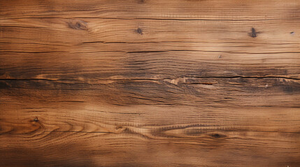 Closeup of brown rustic wooden table texture with cracks - Wood background - obrazy, fototapety, plakaty