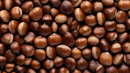 
Creative food nuts background banner panorama wallpaper, seamless pattern texture - Top view of many chestnuts