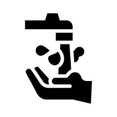 hand washing glyph icon illustration vector graphic. Simple element illustration vector graphic, suitable for app, websites, and presentations isolated on white background