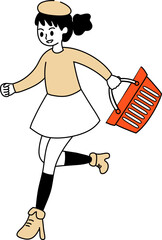 woman running with a shopping basket