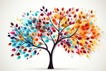 abstract tree with colorful leaves,ai generated - obrazy, fototapety, plakaty