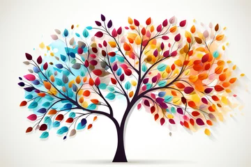Fotobehang abstract tree with colorful leaves,ai generated © Veronica