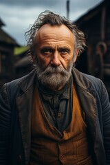 Obraz premium Portrait of the senior man on the rural farm