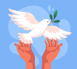 Hands with dove vector poster