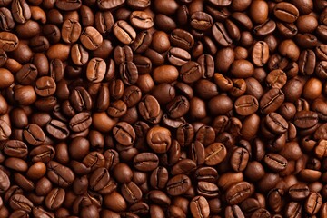 Obraz premium Coffee beans background. Top view, flat lay. Generative Ai