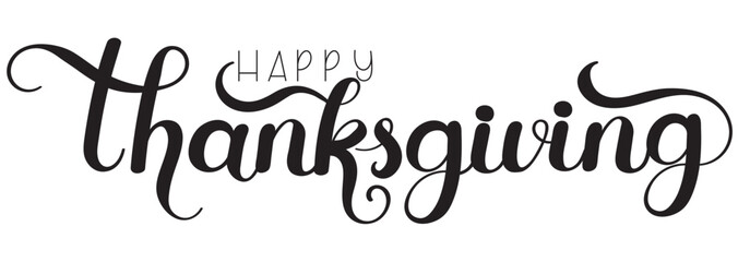 Happy Thanksgiving. THANKSGIVING vector text calligraphy. Illustration ornaments