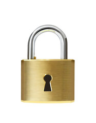 Naklejka premium black and gold metallic padlock, locks isolated on a transparent background. PNG, cutout, or clipping path. 