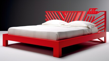 Interior design. This minimalist red bed