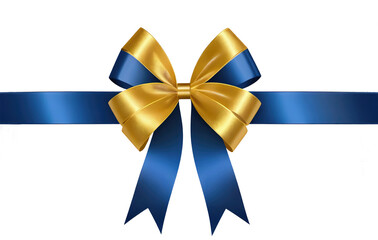 blue realistic bow ribbon, gift wrap decoration, isolated on a transparent background. PNG, cutout, or clipping path.