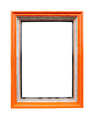 Fototapeta premium an empty orange wooden frame isolated on a transparent background. PNG cutout or clipping path.