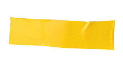 Adhesive wide yellow tape torn piece isolated transparent background.  Isolated on a transparent background. PNG cutout or clipping path.	
