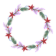 Fototapeta na wymiar christmas floral wreath isolated on white