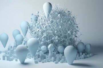 Process of business development with idea, validation, start, work, and success. 3D render with space. Generative AI