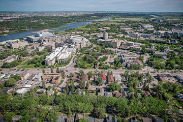 Fototapeta na wymiar Aerial of the Varsity View Neighborhood in Saskatoon