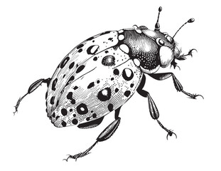 Ladybug insect hand drawn sketch in doodle style illustration