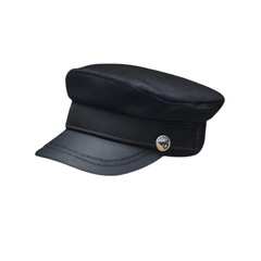 Men's Black Patrol Cap Illustration Art With a Transparent Background Generative AI.
