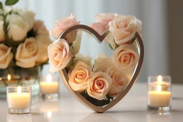 Heart and roses united, Valentines Day or wedding concept