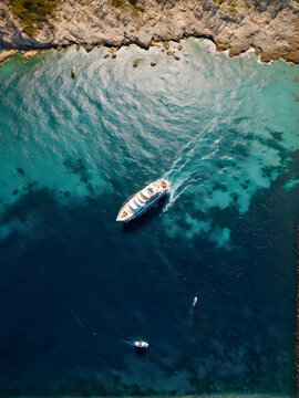 Aerial Photography: Boat at Sea. generative AI