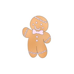 Gingerbread - Christmas sticker. Happy New Year Decoration. Merry Christmas Holiday. New Year and Xmas Celebration.