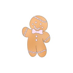 Obraz premium Gingerbread - Christmas sticker. Happy New Year Decoration. Merry Christmas Holiday. New Year and Xmas Celebration.